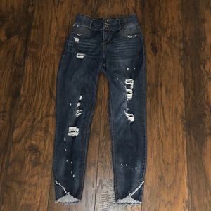 Ripped high rise jeans